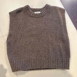 Madewell Fuzzy Brown Crew Neck Sweater Vest